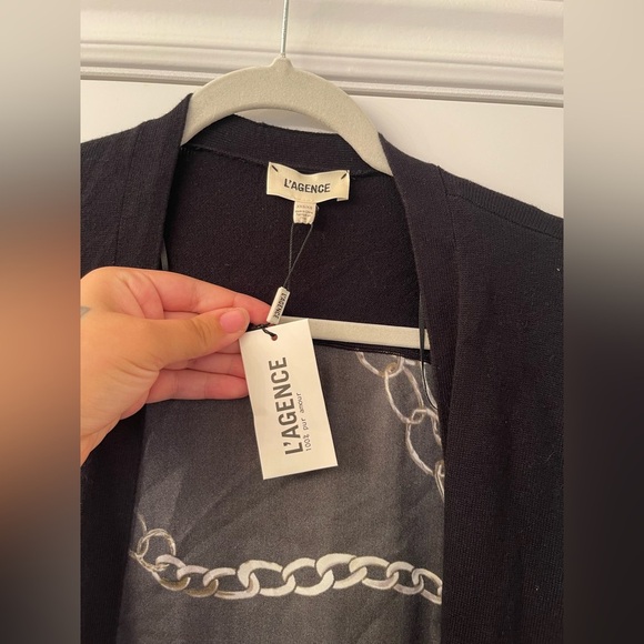 L'AGENCE Lesia Silk Back Long line Cardigan Duster Black Grunge maximalist xs - Picture 6 of 15